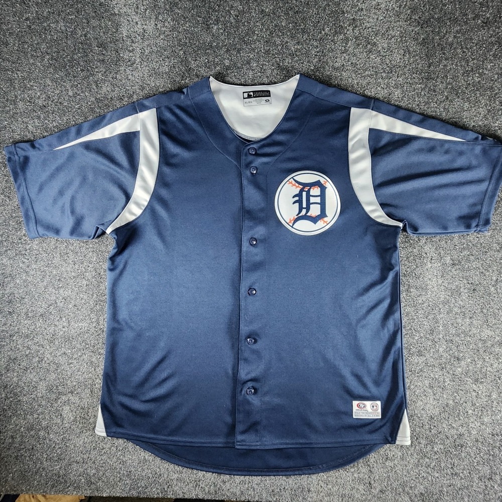Detroit Tigers Navy Blue MLB True Fan Baseball Jersey Men's Size XL Fan Apparel
